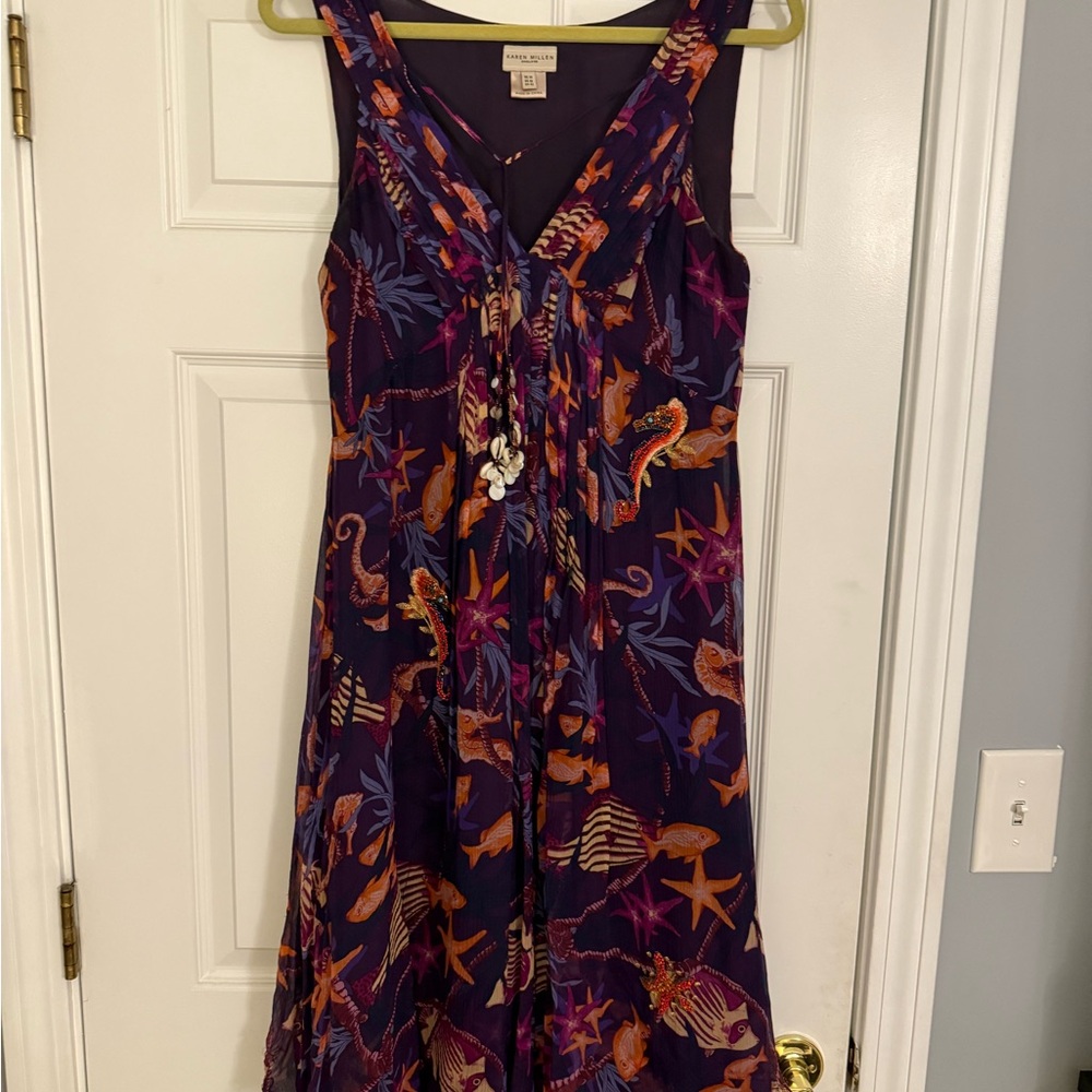 Karen Millen Pink and Purple Sleeveless Maxi Sundress